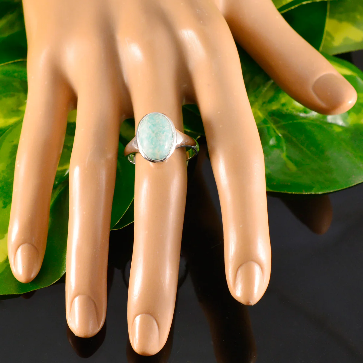 Amazonite Solitaire Moroccan Silver Green Gems Minimal Contemporary Ring Jewellery - Image 5