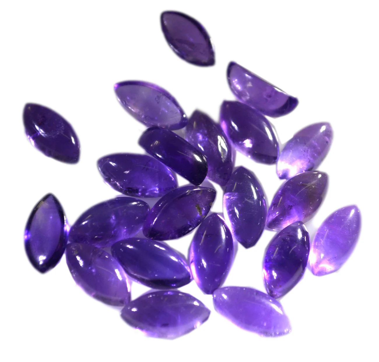 Amethyst 10PC Tiny 4x8 MM Marquise Cabochon Purple Shine semi Precious Precious Gemstone - Image 3