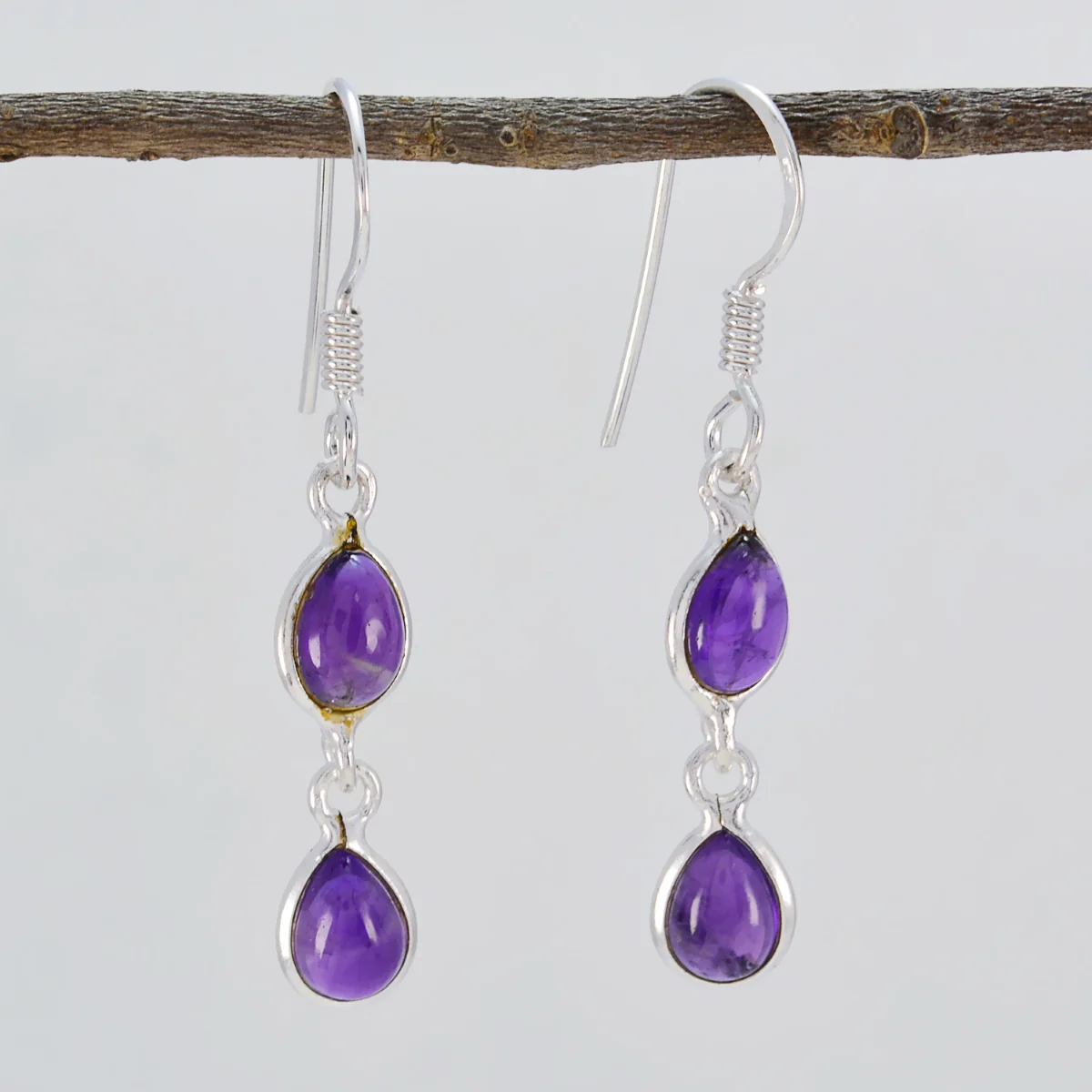 Amethyst African Ha-eun multiple Dangle Purple 92.5 Silver Earring - Image 2