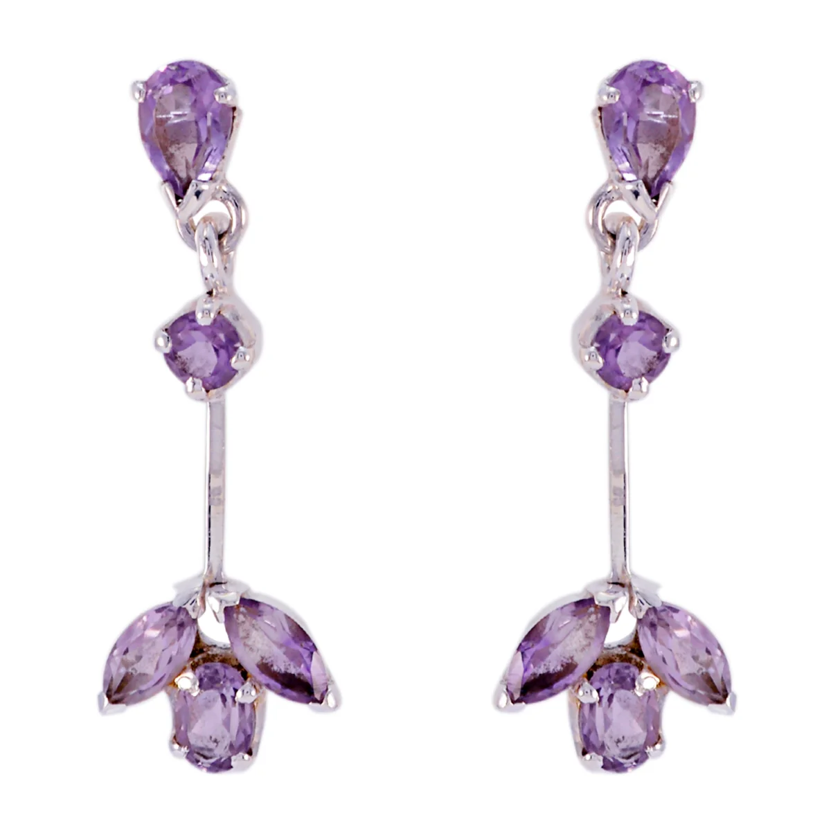 Amethyst African Riley multiple Stud Purple Silver Earring