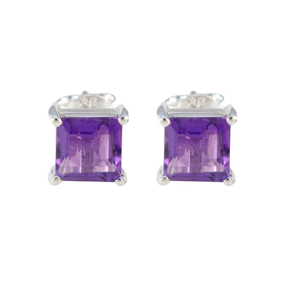 Amethyst American Aiko Solitaire Stud Purple Silver Earring