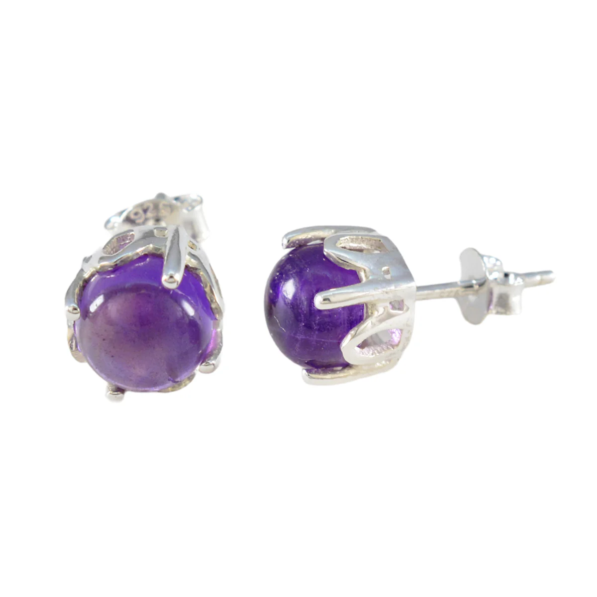 Amethyst American Amanda Solitaire Stud Purple 925 Sterling Silver Earring - Image 2