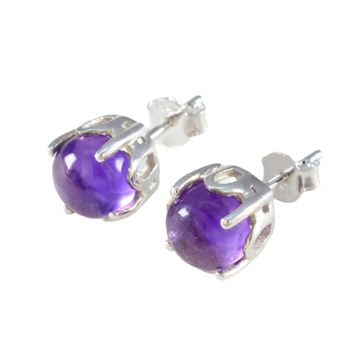 Amethyst American Amanda Solitaire Stud Purple 925 Sterling Silver Earring - Image 3