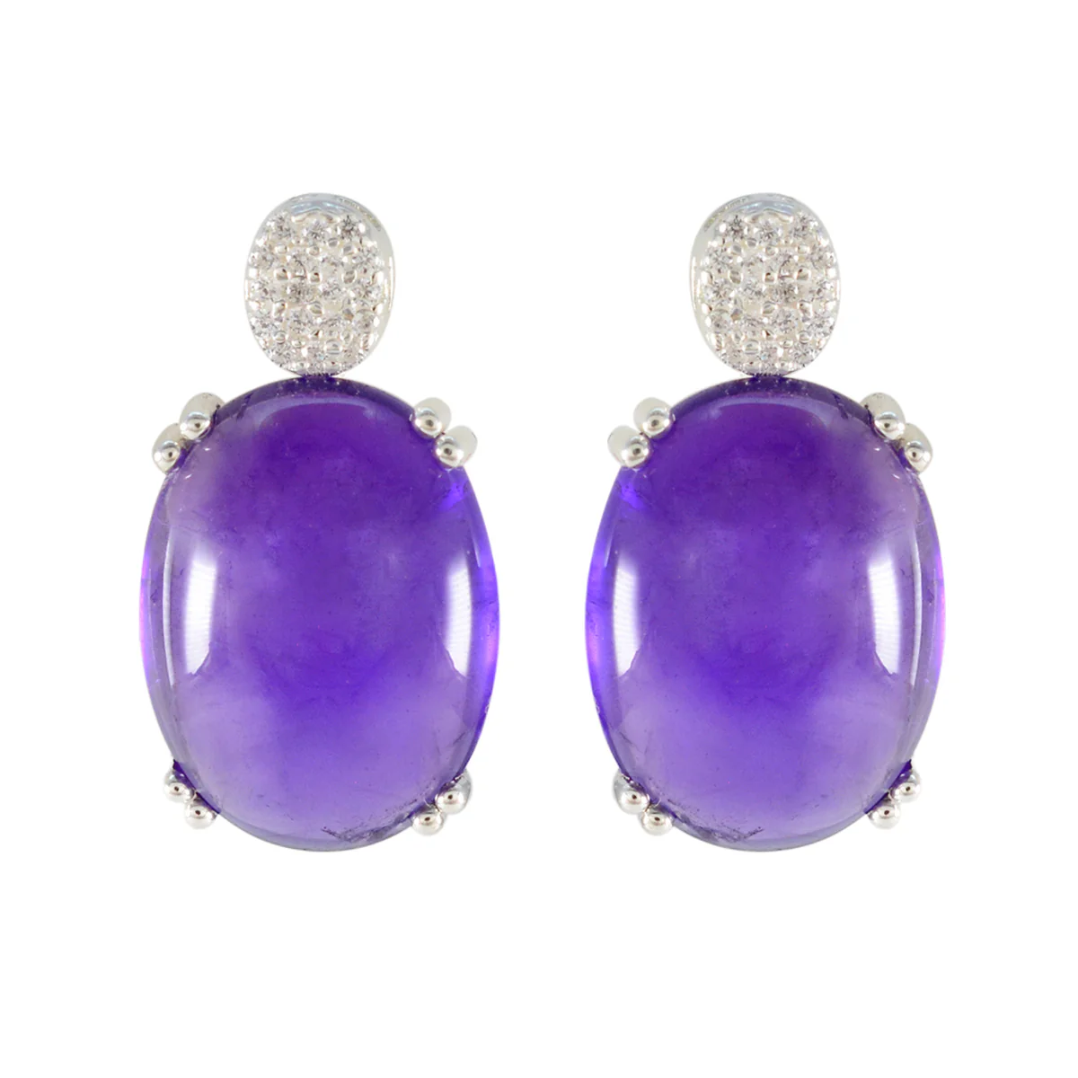 Amethyst American Fernanda multiple Stud Purple Silver Earring