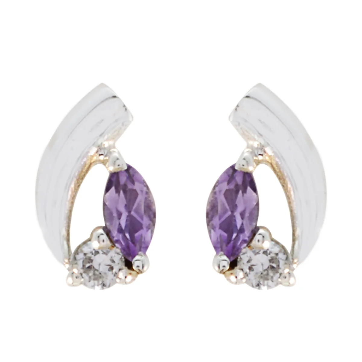 Amethyst American Laura multiple Stud Purple 925 Silver Earring