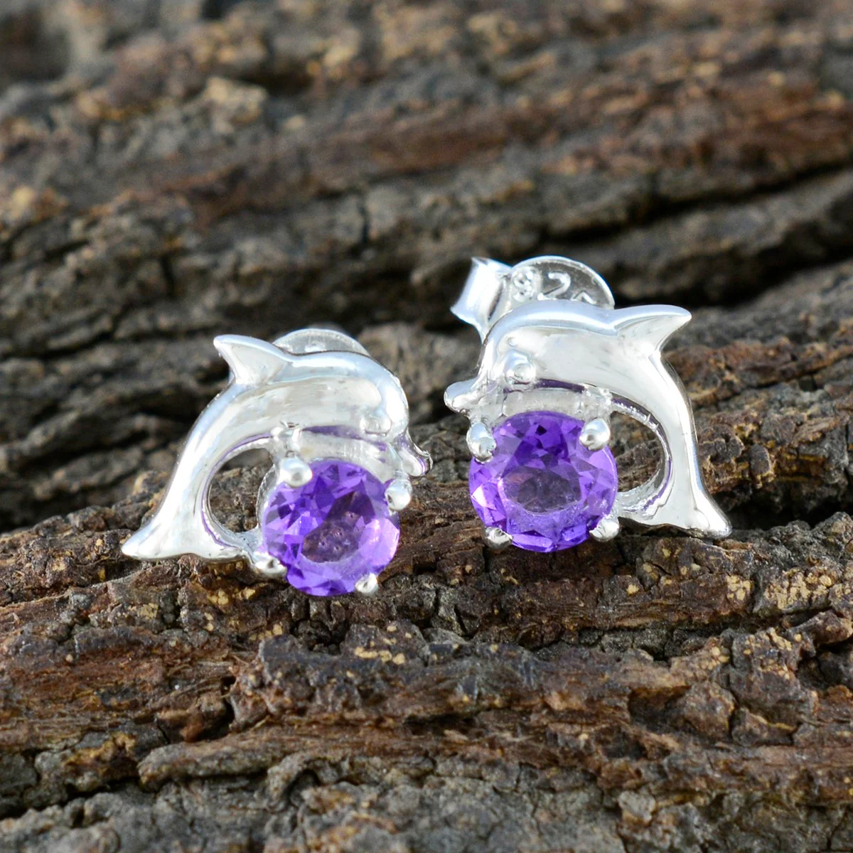Amethyst American Lourdess Solitaire Stud Purple Sterling Silver Earring - Image 4