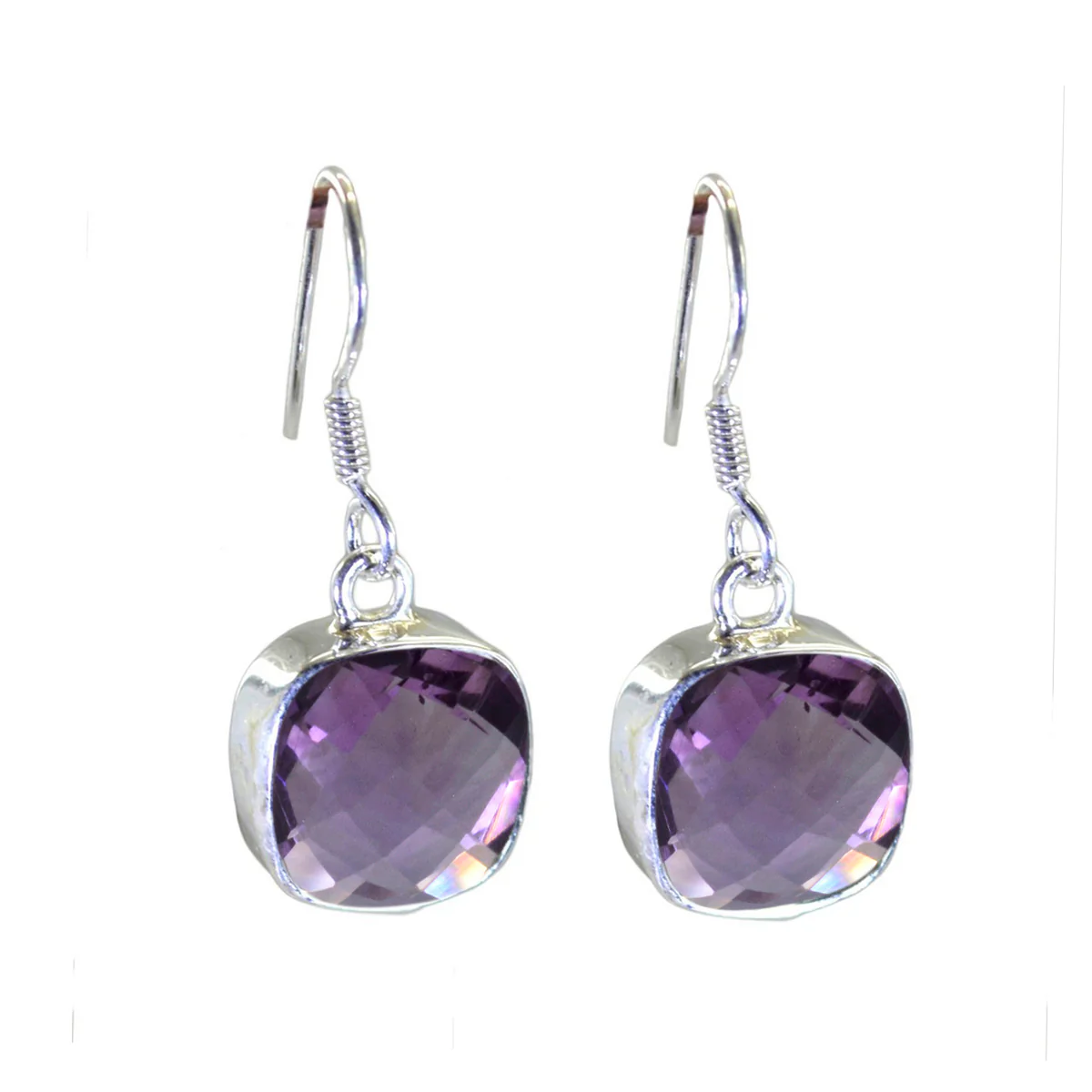 Amethyst American Mathilde Solitaire Dangle Purple 925 Silver Earring