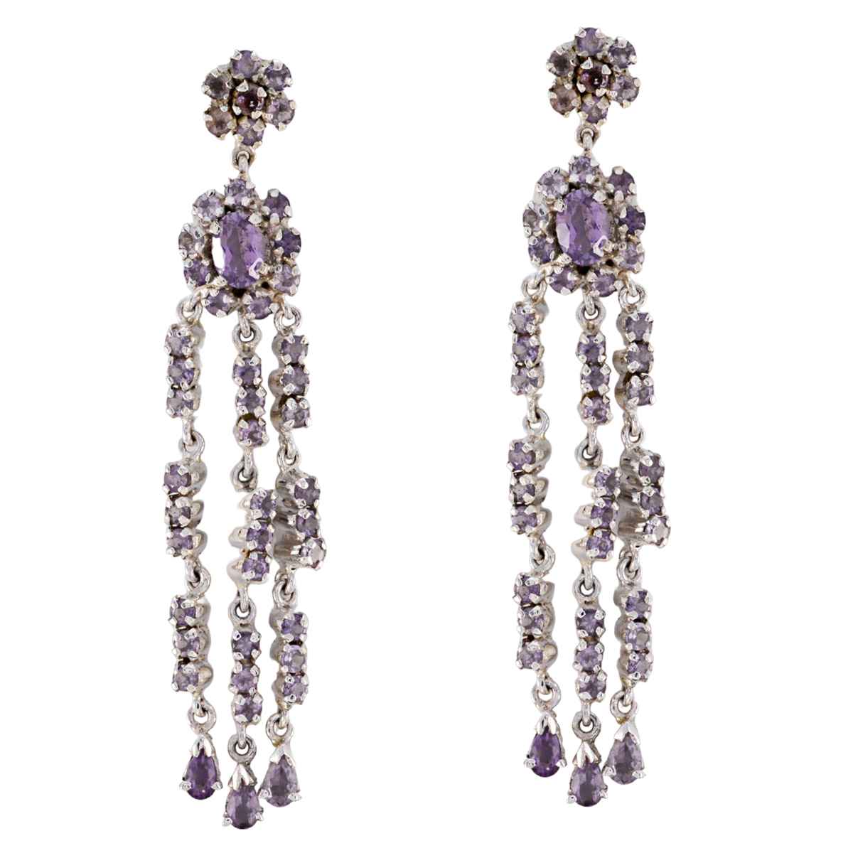 Amethyst American Micaela multiple Dangle Purple Silver Earring
