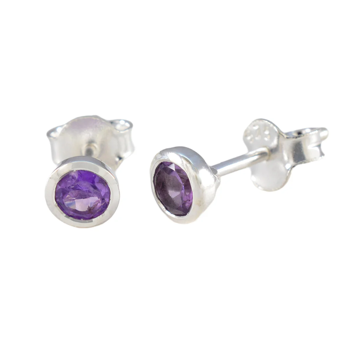 Amethyst American Micaela Solitaire Stud Purple 92.5 Silver Earring - Image 2