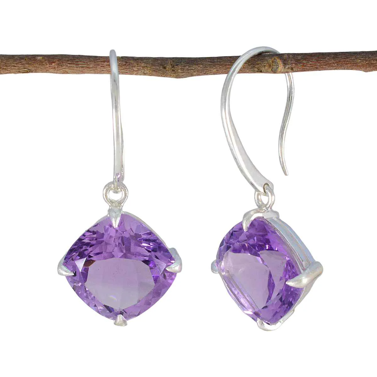 Amethyst American Min-seo Solitaire Dangle Purple Sterling Silver Earring