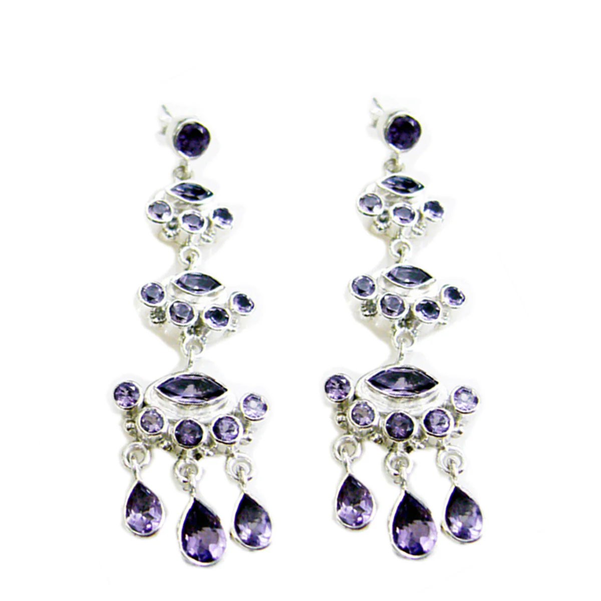 Amethyst Australian Aaliyah multiple Stud Purple 925 Silver Earring