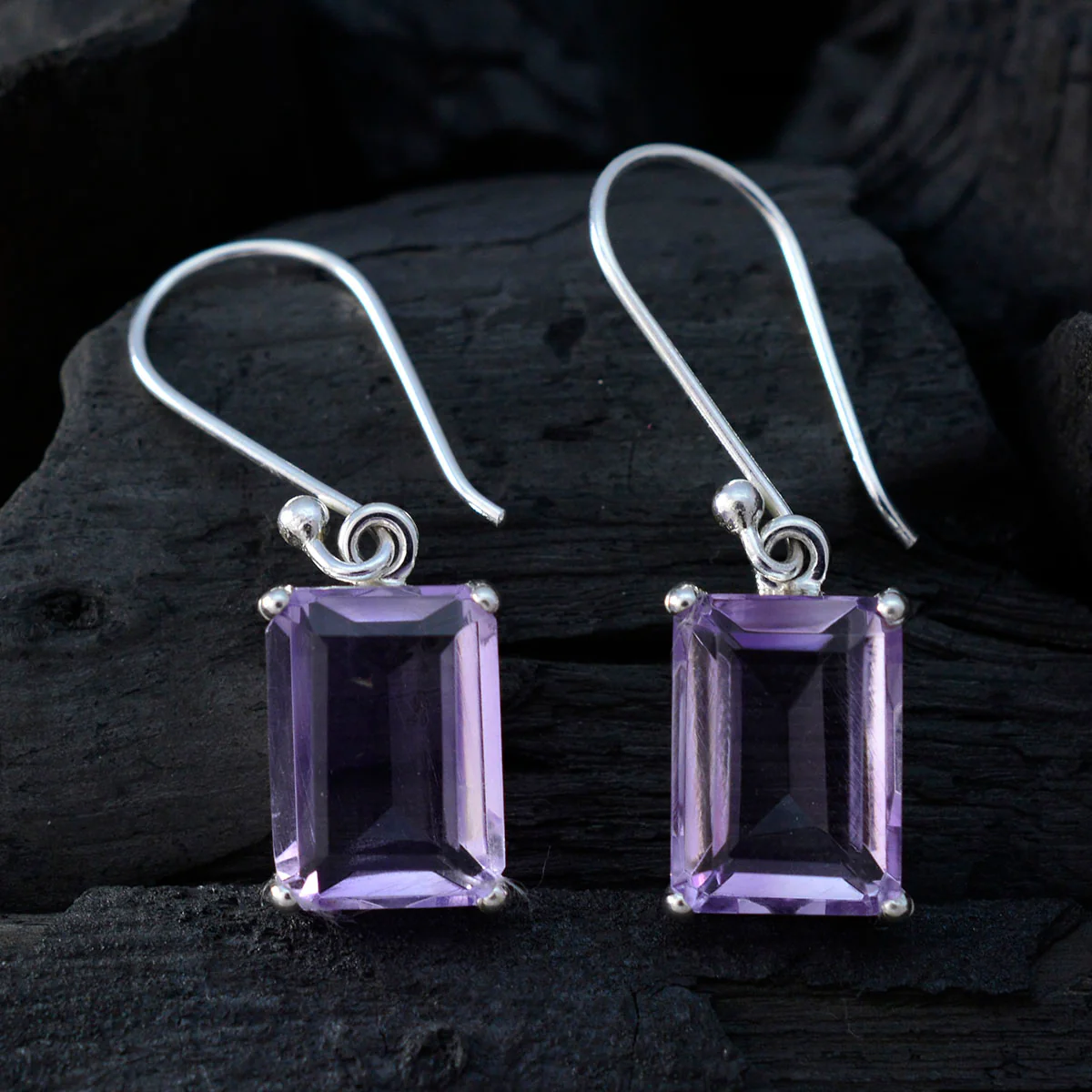 Amethyst Australian Mathilde Solitaire Dangle Purple 925 Sterling Silver Earring - Image 2