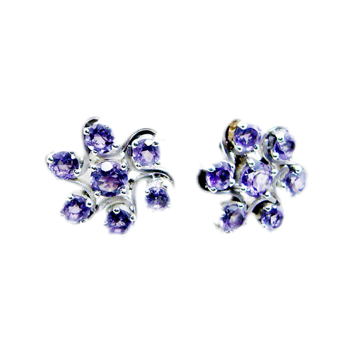 Amethyst Australian Sakura multiple Stud Purple Silver Earring