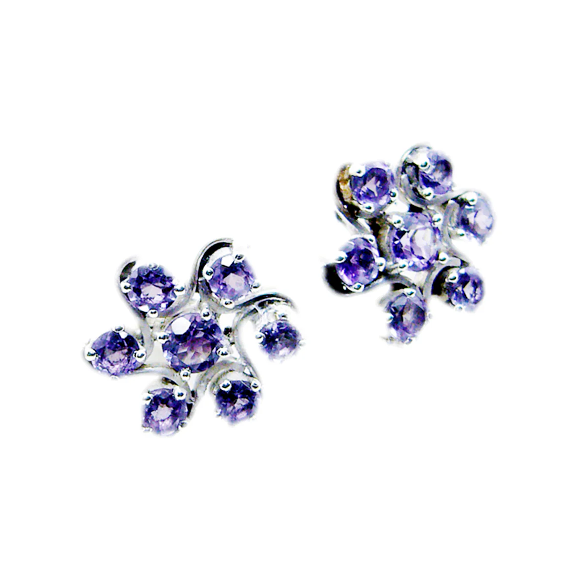 Amethyst Australian Sakura multiple Stud Purple Silver Earring - Image 3