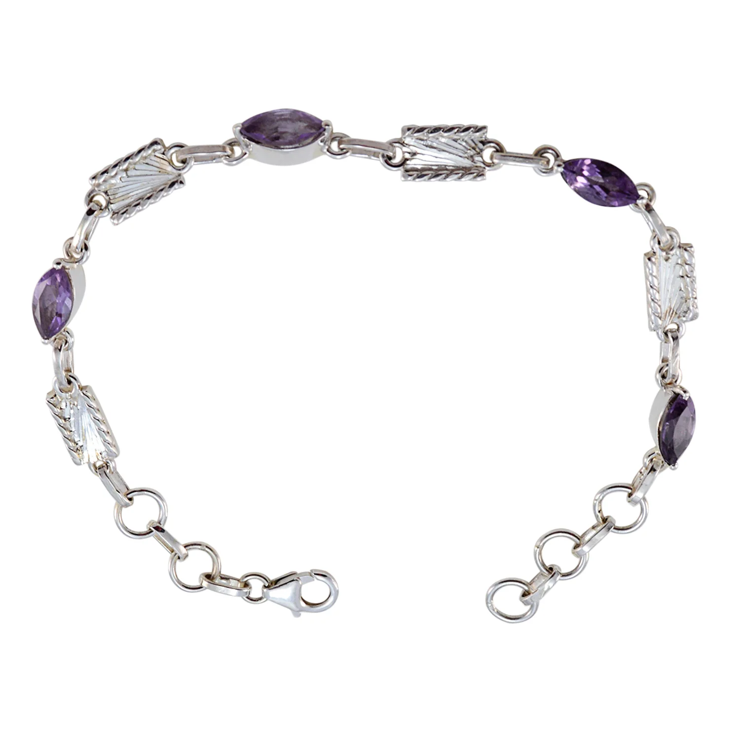 Amethyst Beginning of Spring Whisper-thin Purple Sterling Silver Links Bracelet - Image 2