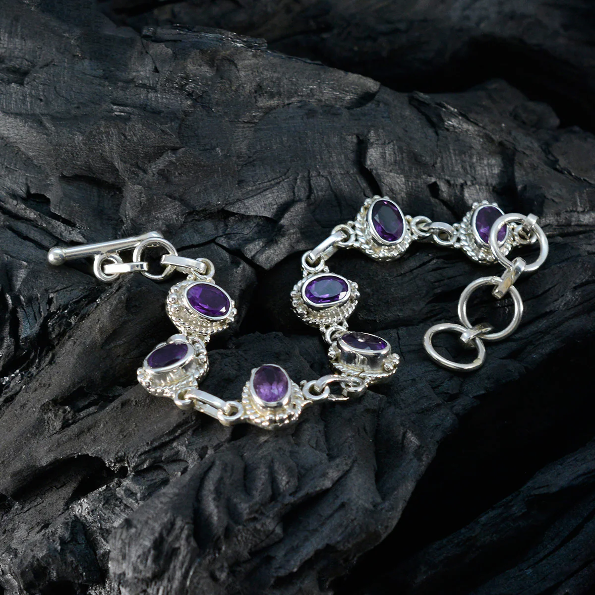 Amethyst Beginning of Winter Classic Purple Sterling Silver Links Bracelet - Image 5