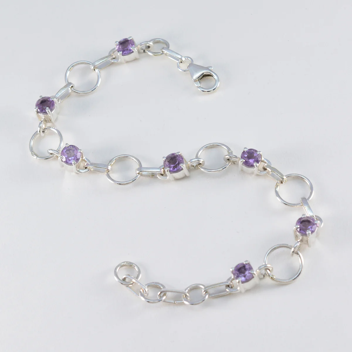 Amethyst BST ends Delicate Purple Sterling Silver Links Bracelet - Image 3