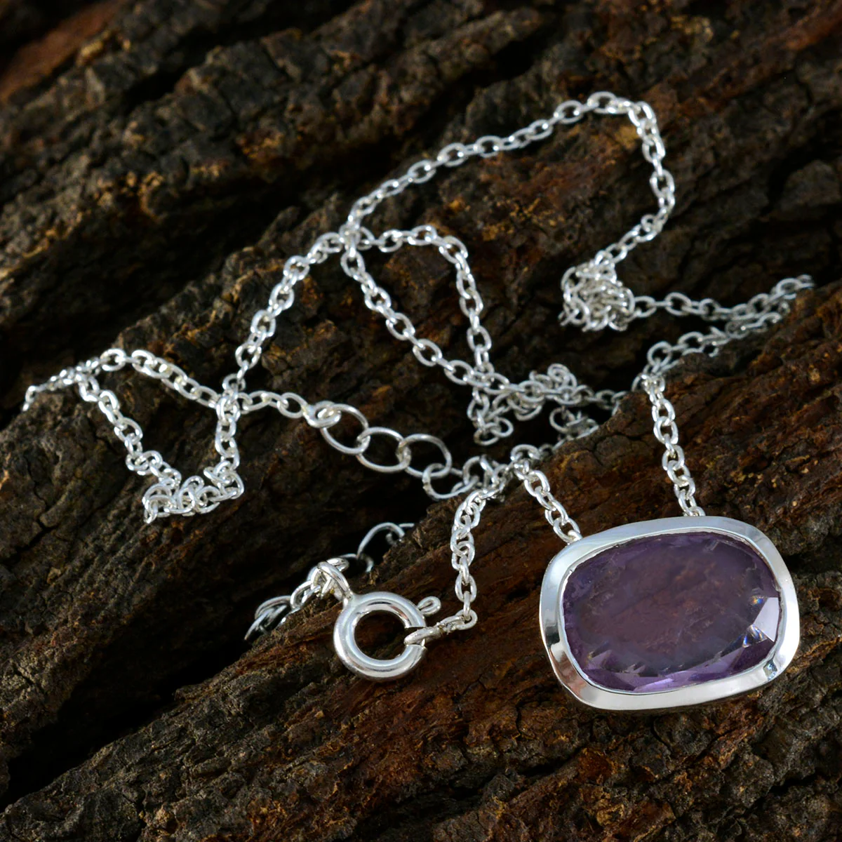 Amethyst Classic French 92.5 Silver Solitaire Valentina Romantic Purple Pendant Jewellery - Image 2