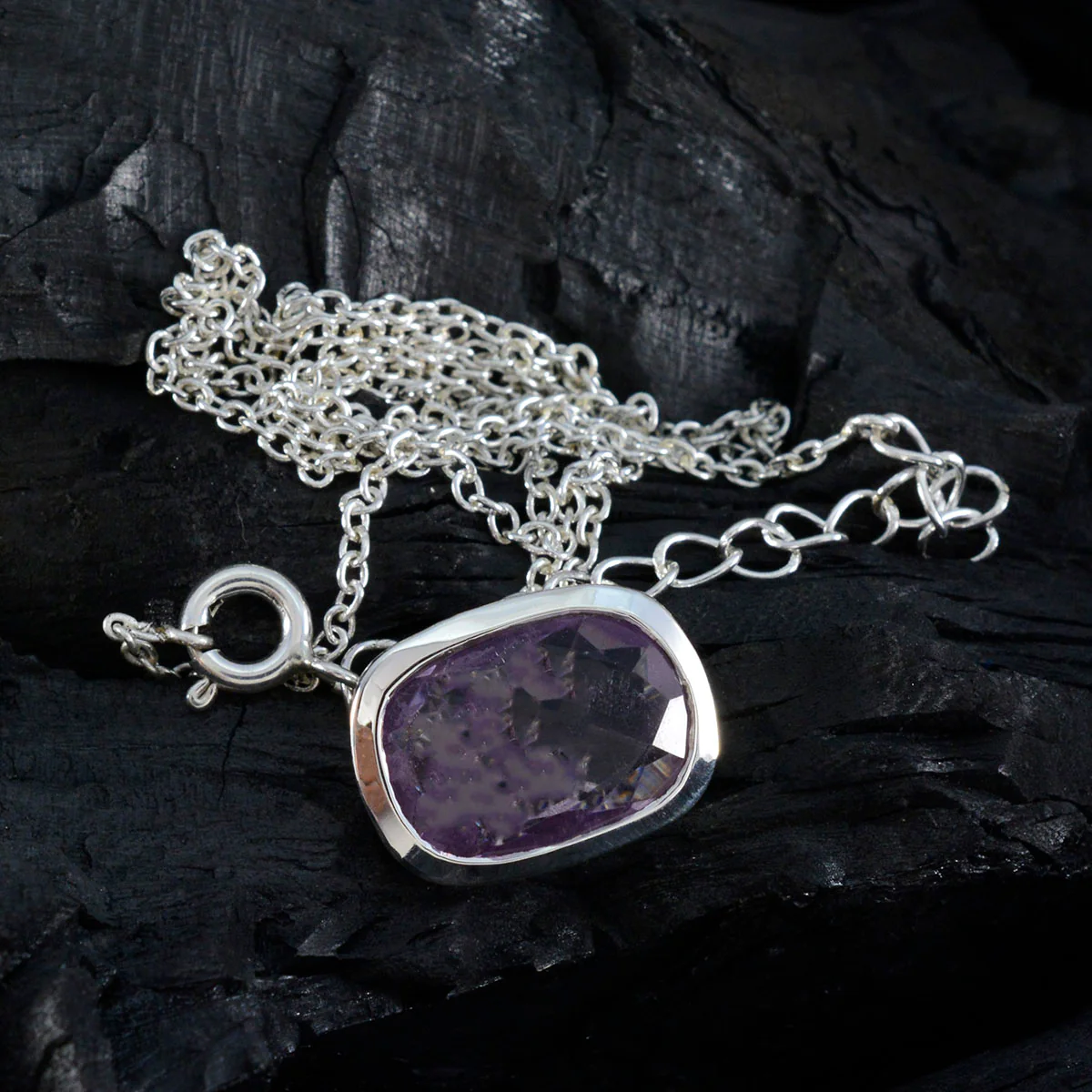 Amethyst Classic French 92.5 Silver Solitaire Valentina Romantic Purple Pendant Jewellery - Image 3