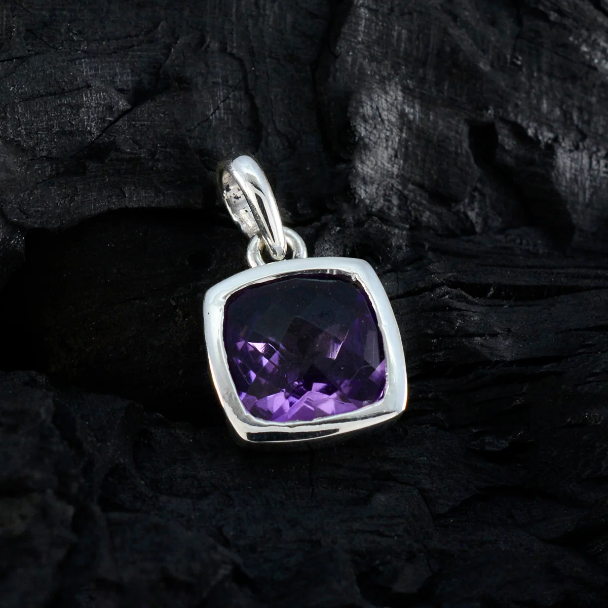 Amethyst Dainty German Sterling Silver Solitaire Mathilde Abstract Purple Pendant Jewellery - Image 3