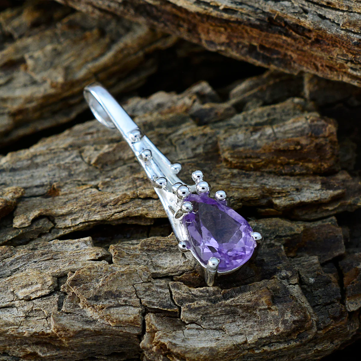 Amethyst Delicate German Silver Solitaire Alejandra Romantic Purple Pendant Jewelry - Image 2