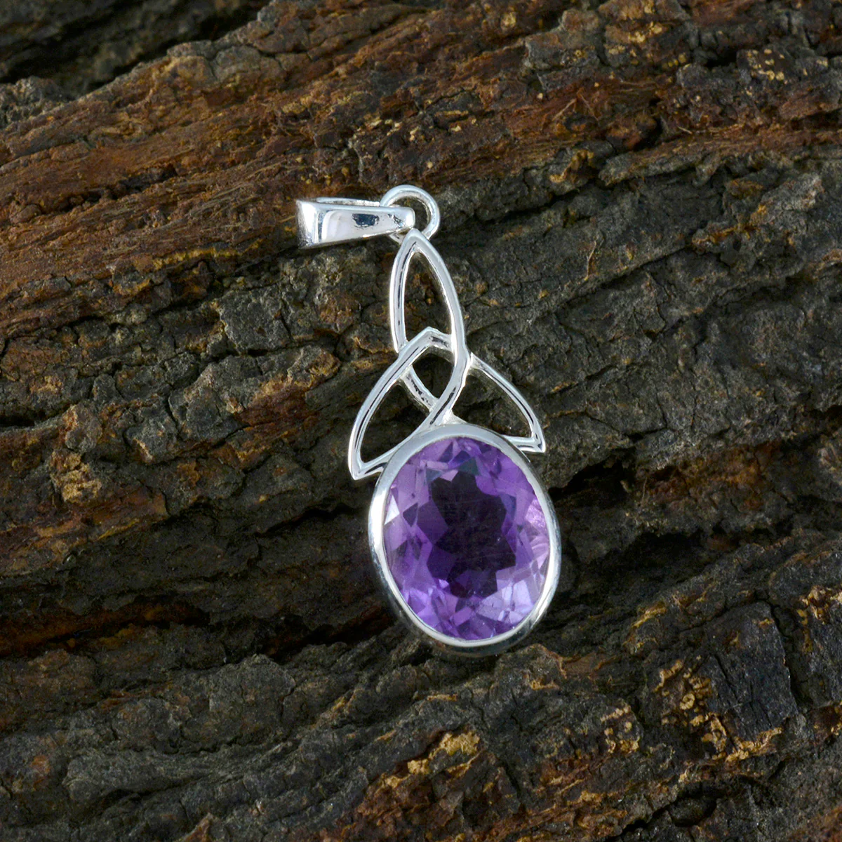 Amethyst Delicate Italian Sterling Silver Solitaire Rebeca Claddagh Purple Pendant Jewellery - Image 2