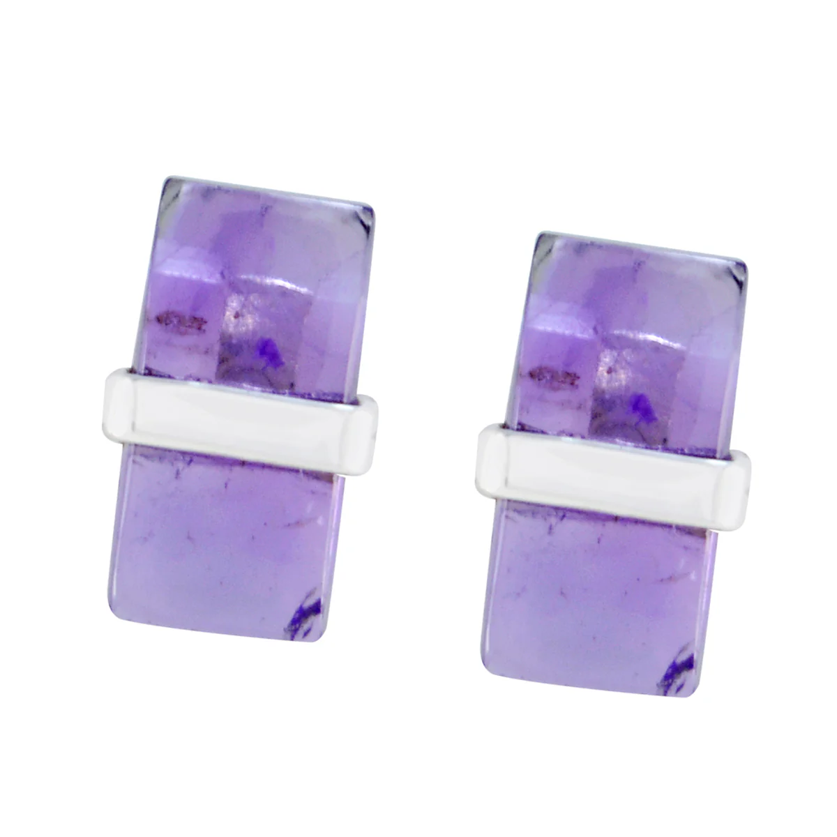 Amethyst Egyptian Carla Solitaire Stud Purple Sterling Silver Earring - Image 2