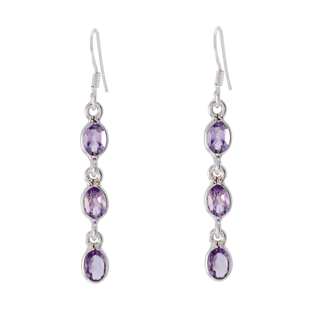 Amethyst Egyptian Chloe multiple Dangle Purple 925 Sterling Silver Earring