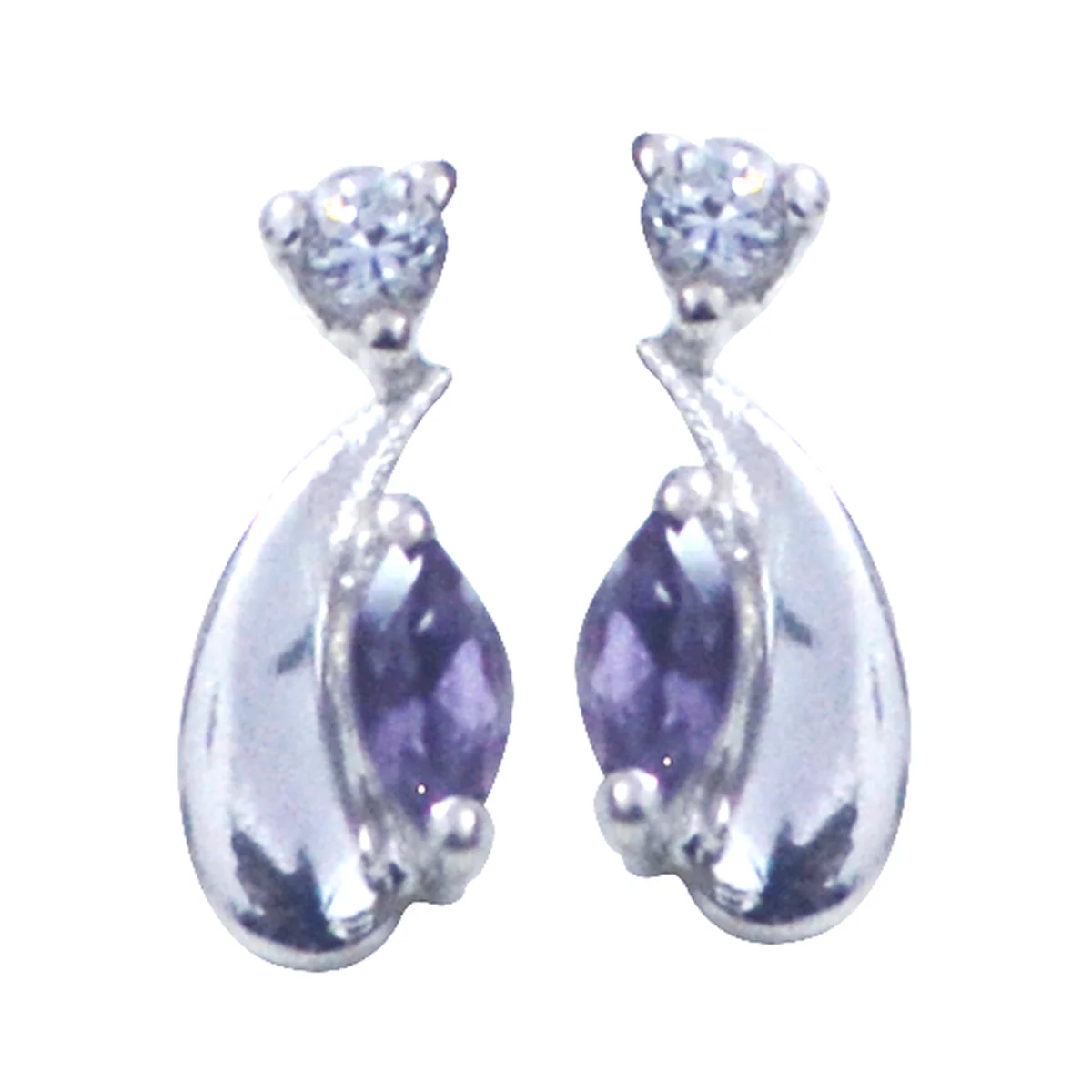 Amethyst Egyptian Julieta multiple Stud Purple Silver Earring