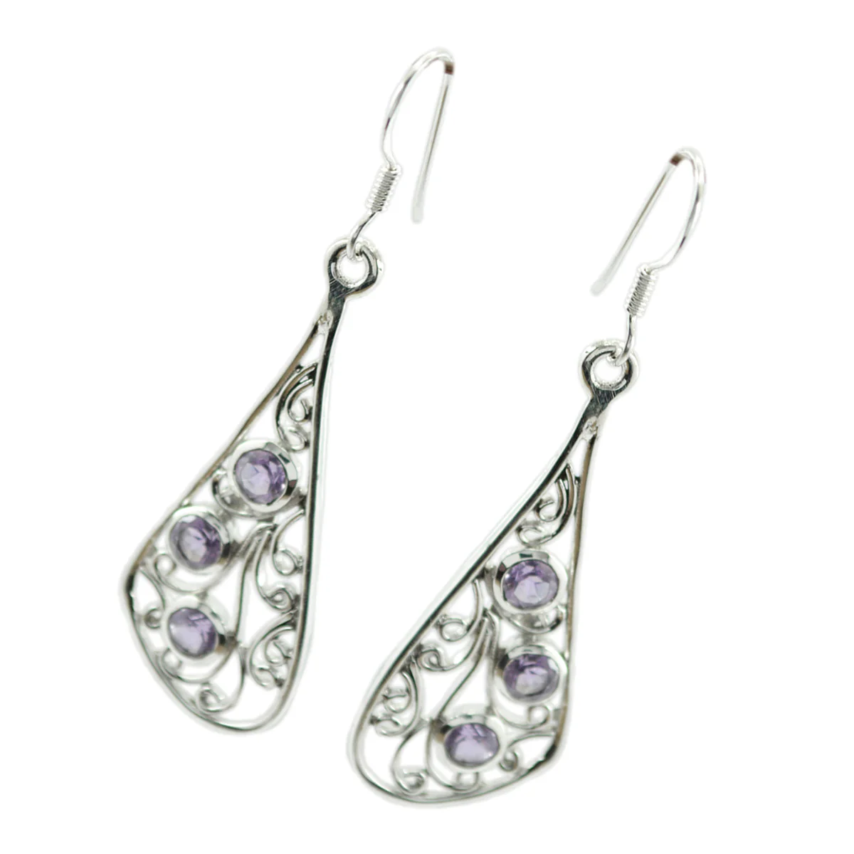 Amethyst Egyptian Noelia multiple Dangle Purple Sterling Silver Earring - Image 2