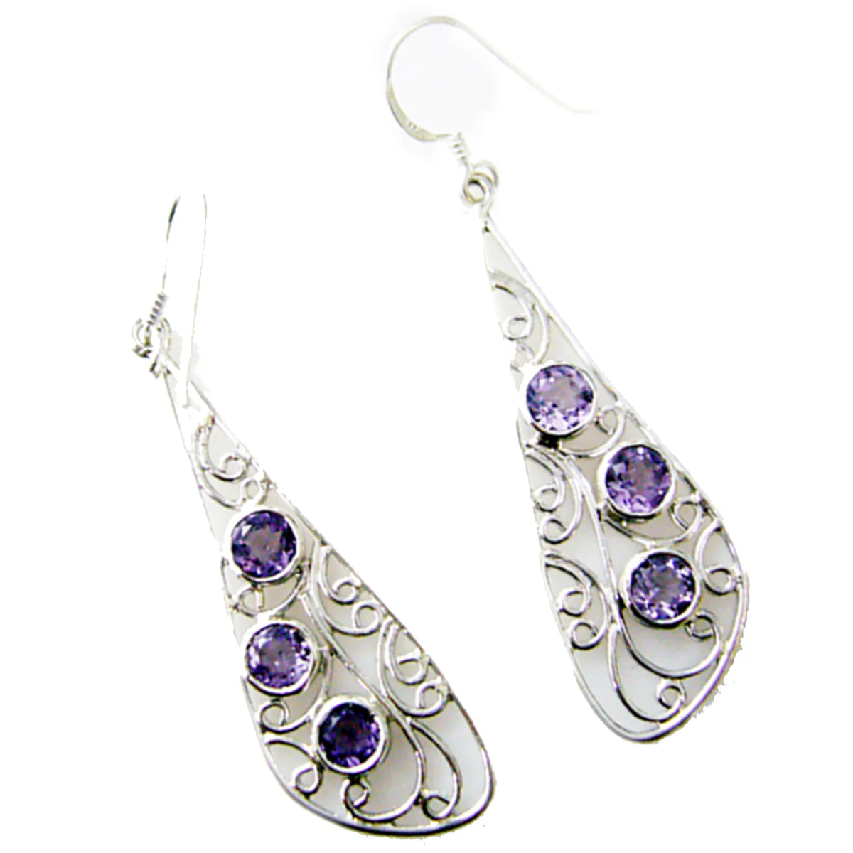 Amethyst Egyptian Noelia multiple Dangle Purple Sterling Silver Earring - Image 3