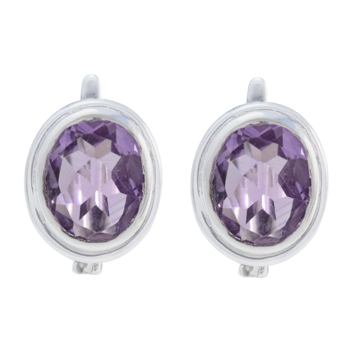 Amethyst Egyptian Yasmine Solitaire Stud Purple Sterling Silver Earring