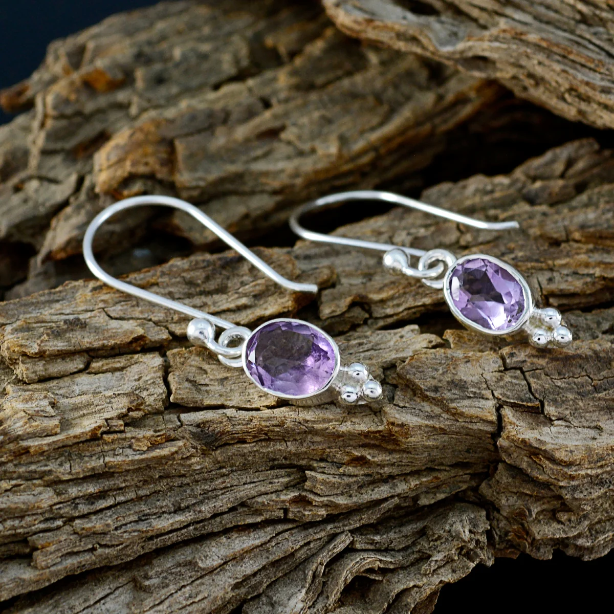 Amethyst French Chloe multiple Dangle Purple 925 Sterling Silver Earring - Image 3