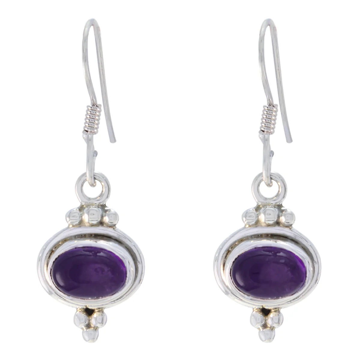 Amethyst French Nari multiple Dangle Purple Sterling Silver Earring