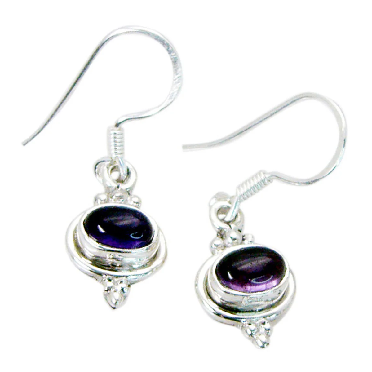 Amethyst French Nari multiple Dangle Purple Sterling Silver Earring - Image 2