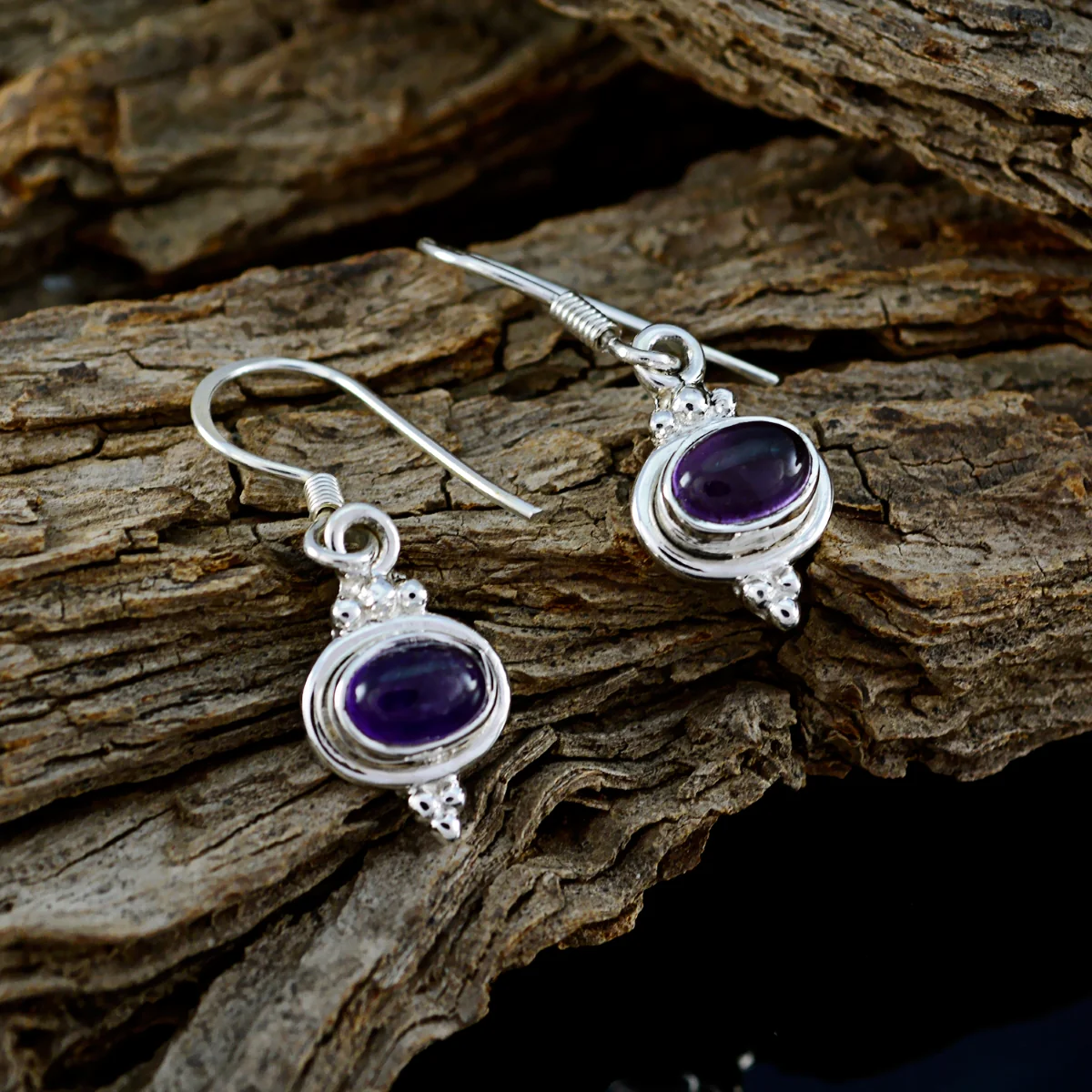 Amethyst French Nari multiple Dangle Purple Sterling Silver Earring - Image 3