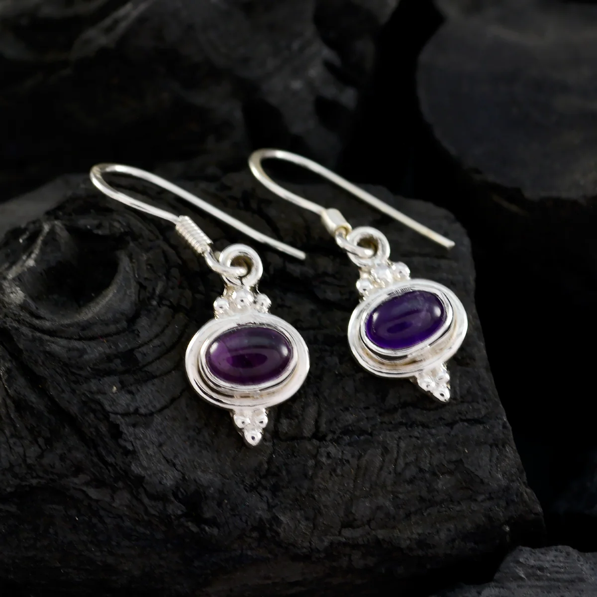 Amethyst French Nari multiple Dangle Purple Sterling Silver Earring - Image 4