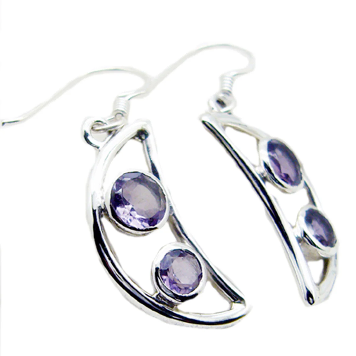 Amethyst French Nayara multiple Dangle Purple Silver Earring - Image 3