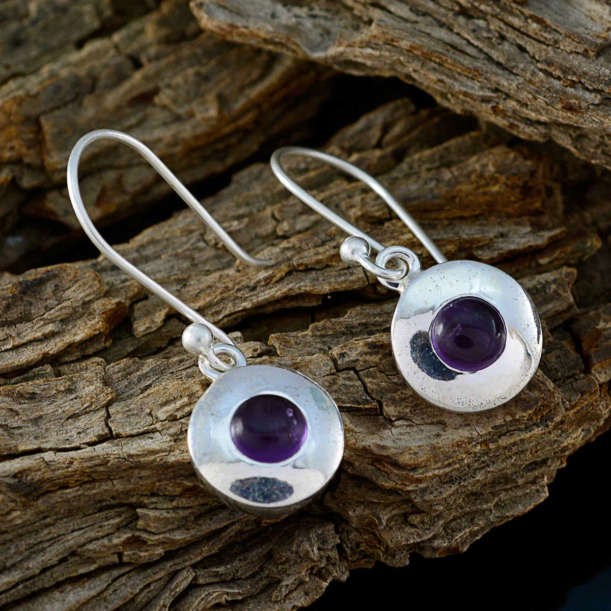 Amethyst German Antonia Solitaire Dangle Purple Silver Earring - Image 3