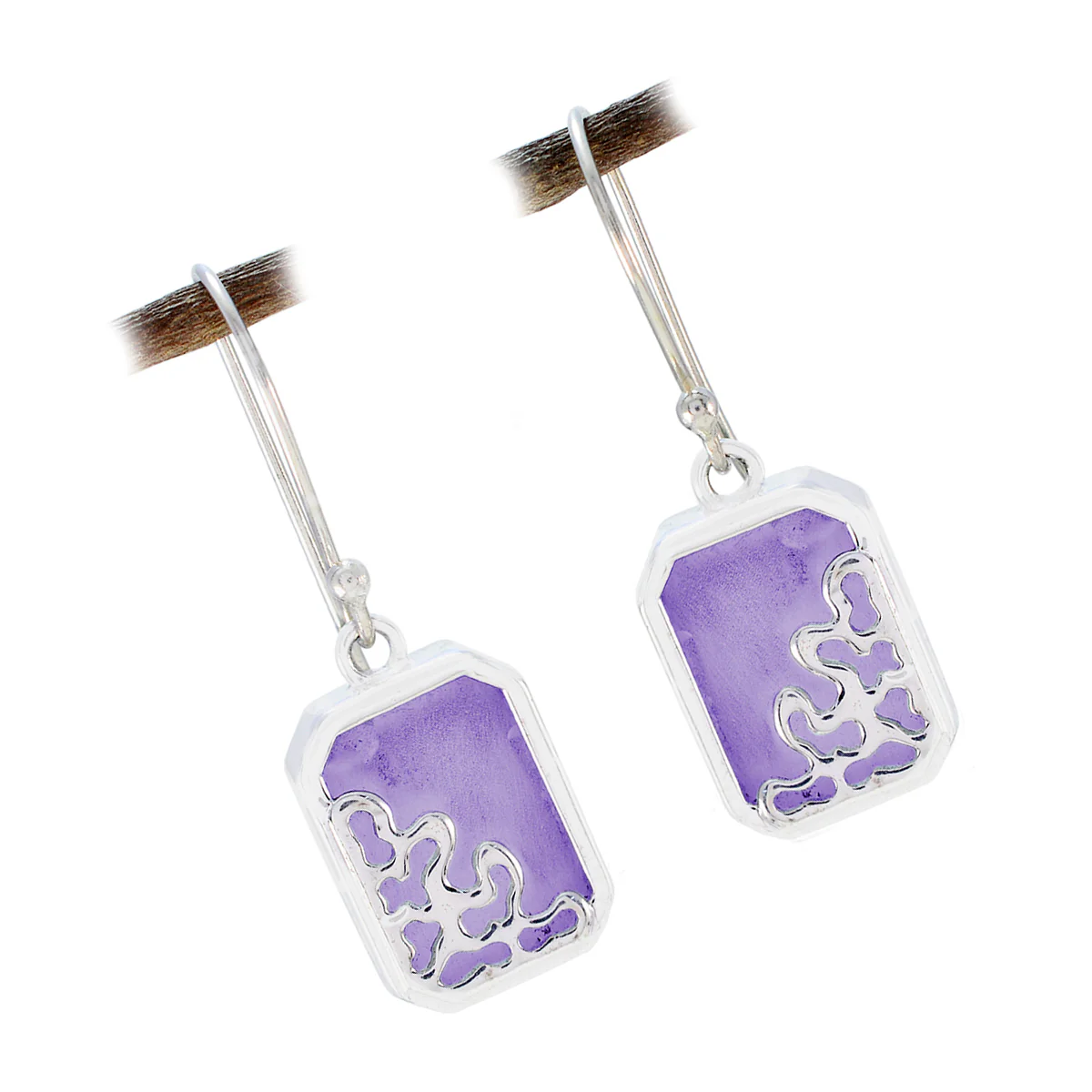Amethyst German Elena Solitaire Dangle Purple Sterling Silver Earring - Image 3