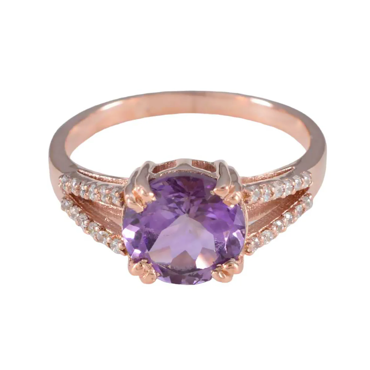 Amethyst Halo American 925 Silver Purple Gemstone Whisper-thin Love Ring Jewellery