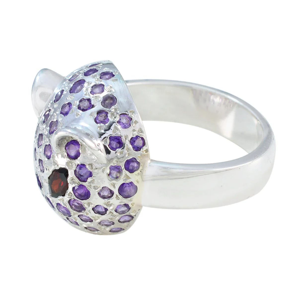Amethyst Halo Egyptian 925 Sterling Silver Purple Gemstones Eye-catching Abstract Ring Jewelry - Image 3