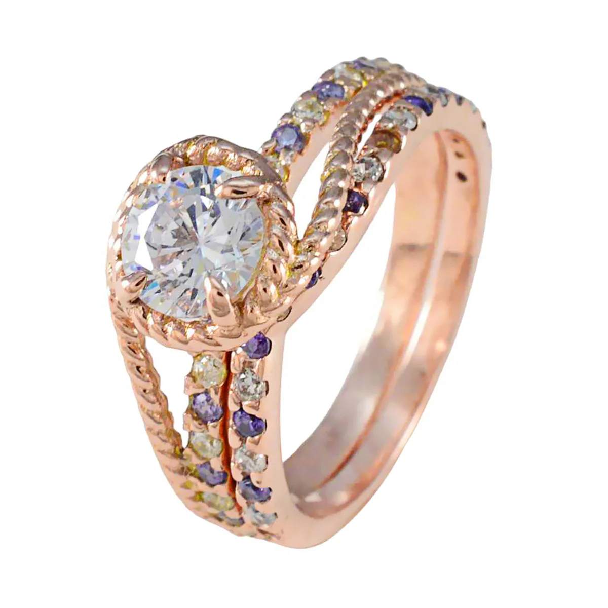 Amethyst Halo Indian Silver Purple Gemstone Whisper-thin Promise Ring Jewelry - Image 2