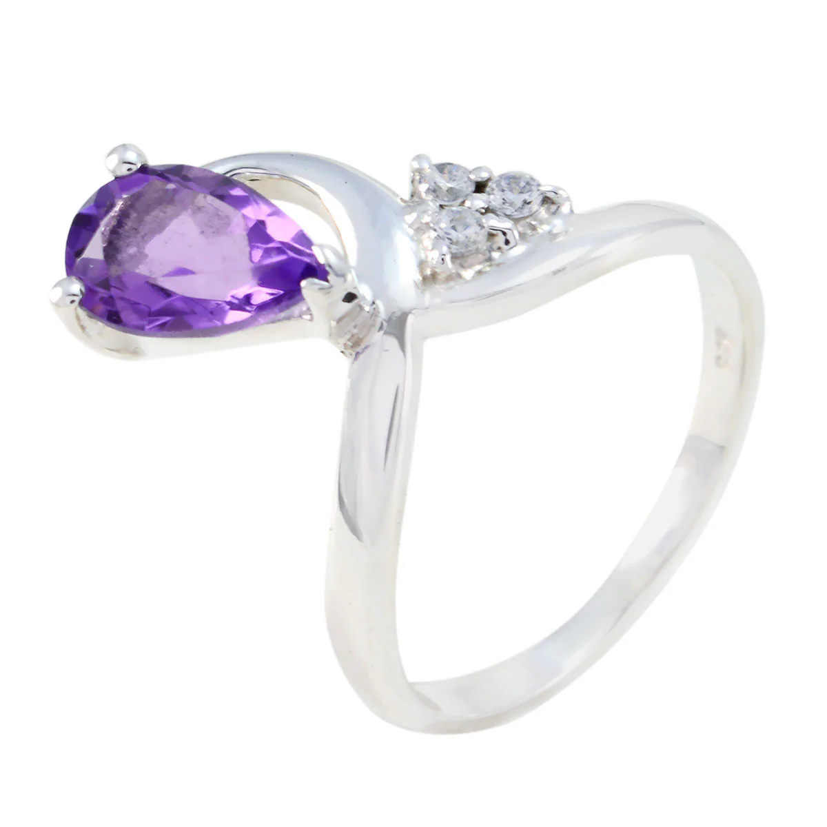 Amethyst Halo Korean 92.5 Silver Purple Gems Whisper-thin Feminine Ring Jewelry - Image 2