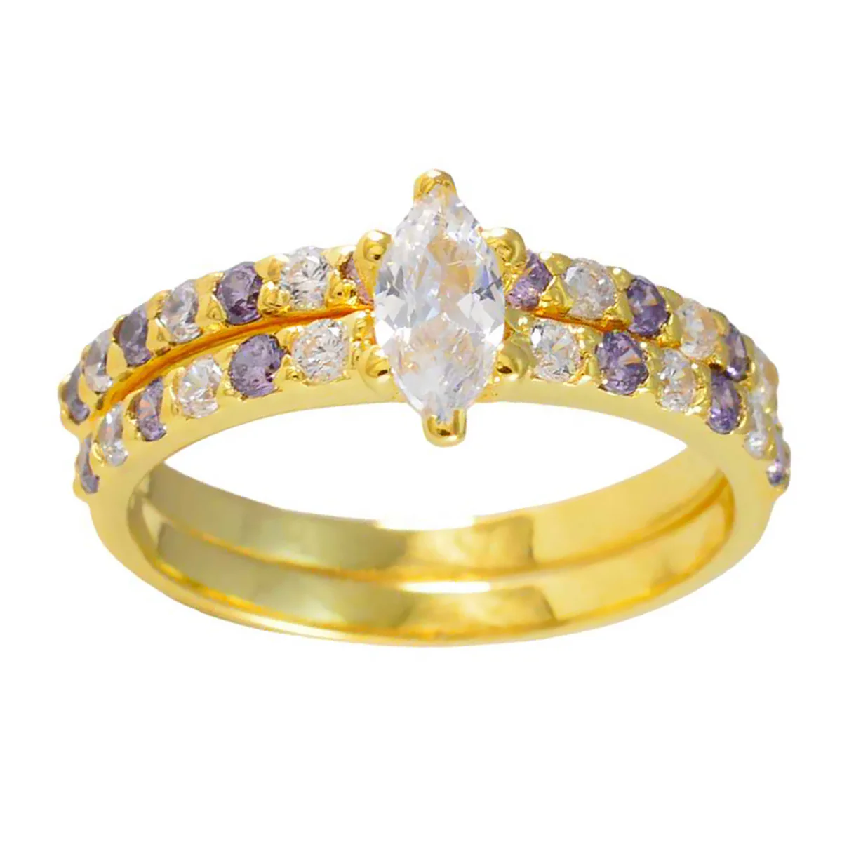 Amethyst Halo Korean Silver Purple Gems Whisper-thin Engagement Ring Jewelry - Image 3