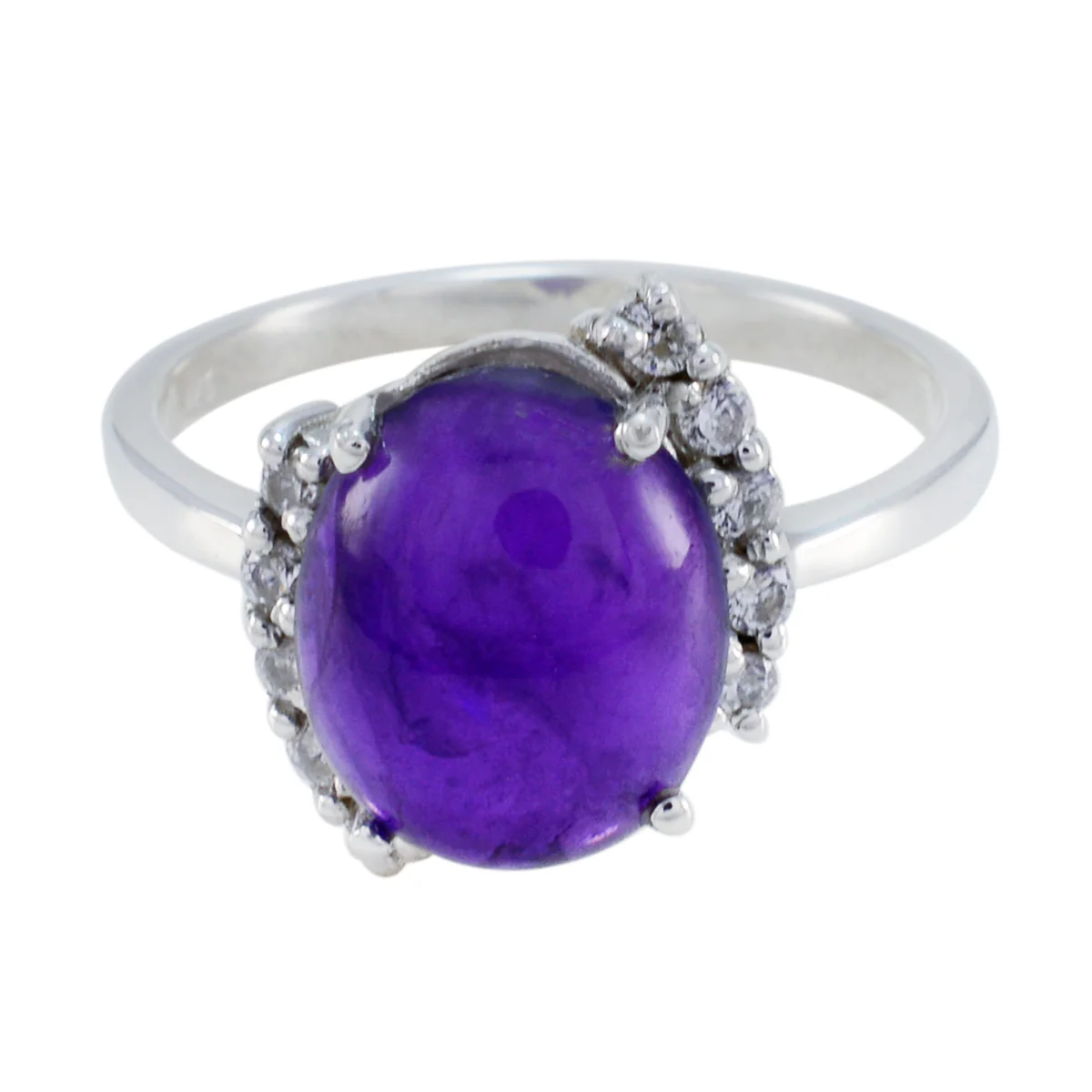 Amethyst Halo Russian 925 Silver Purple Gems Slim Feminine Ring Jewellery - Image 3