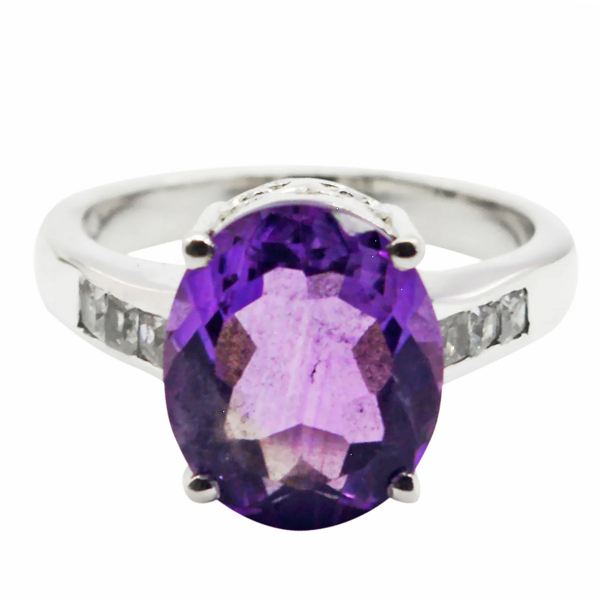 Amethyst Halo Russian 925 Sterling Silver Purple Gems Minimal Fairytale Ring Jewelry - Image 2