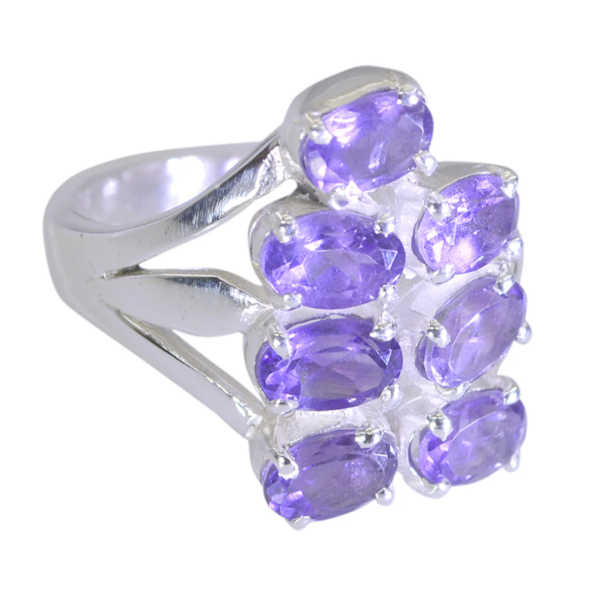 Amethyst Hepta German 925 Silver Purple Gems Minimal Romantic Ring Jewellery - Image 2