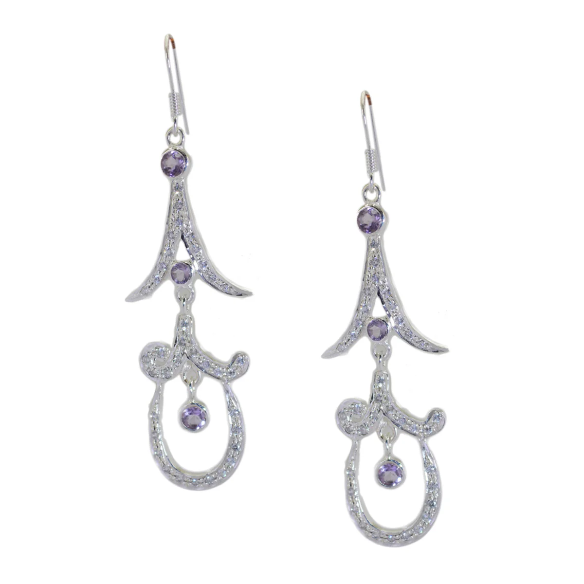 Amethyst Indian Siti multiple Stud Purple 925 Sterling Silver Earring - Image 2
