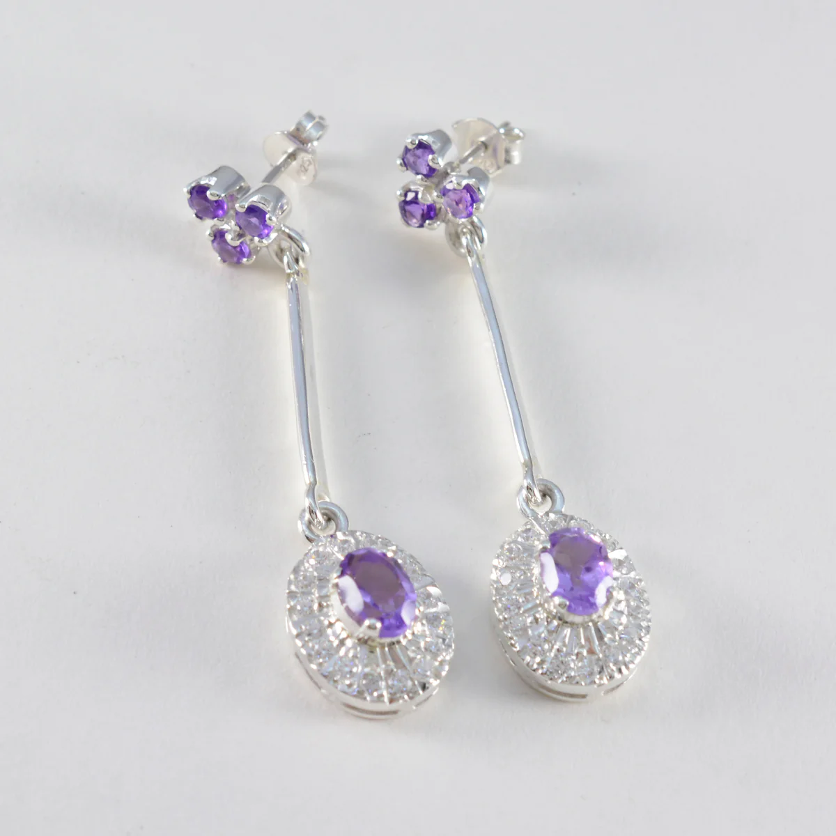 Amethyst Italian Andrea multiple Stud Purple Silver Earring - Image 3